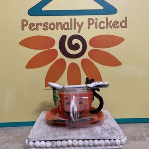 Corner Ruby Teacup and Saucer Set